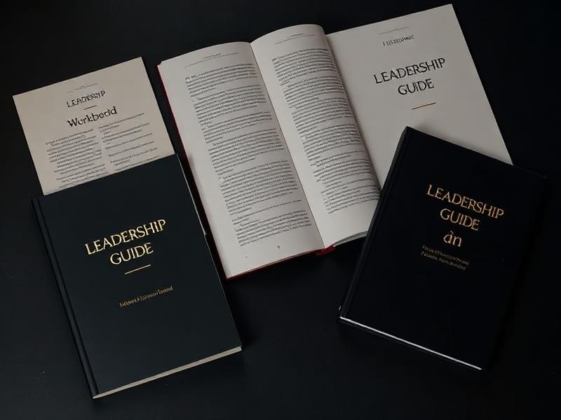 Printed leadership guides and notes on a desk